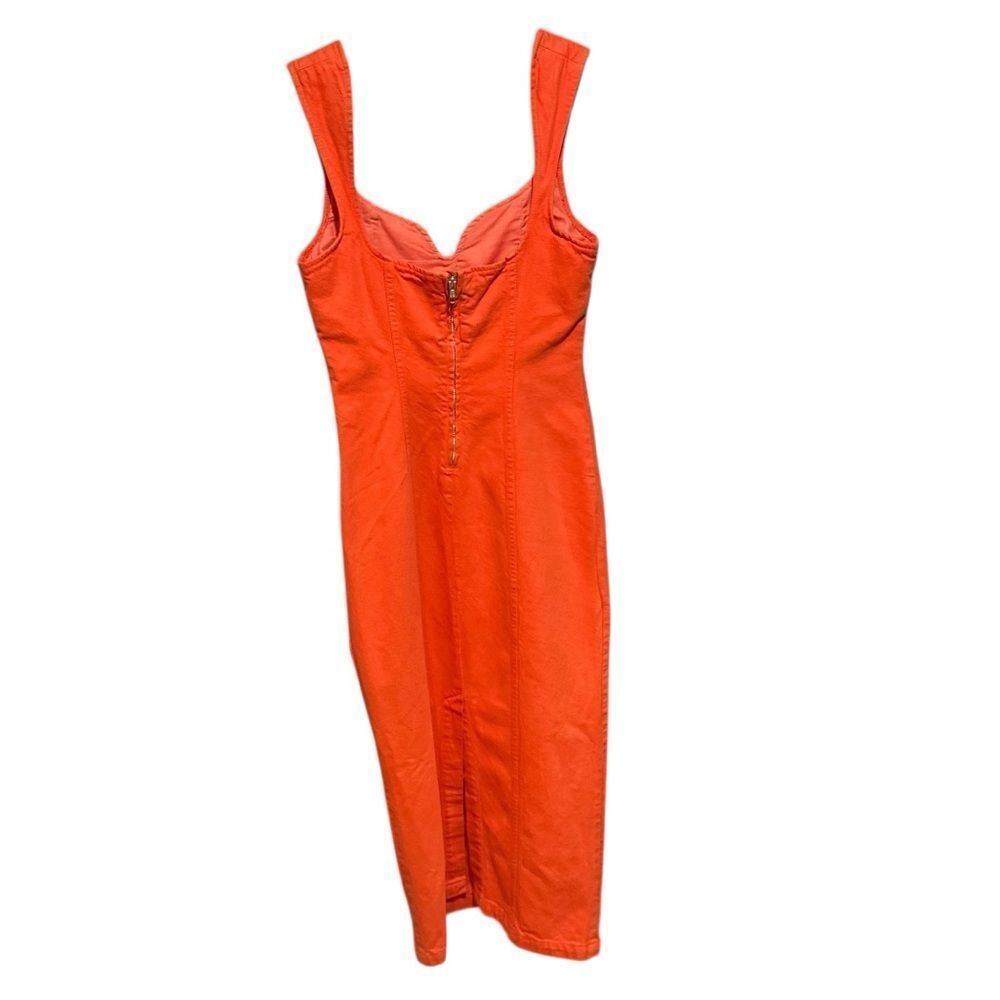 Revolve Mara Hoffman Poppy Orange Sleeveless Denim Midi Dress NWOT Size 2 - Picture 6 of 9